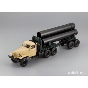 ZIL-157/TV-5 Truck with trailer for delivery big pipes (Beige)