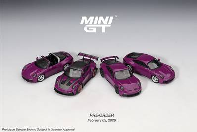 SET 4 Modèles Porsche 911 (992) Rubystone Red 2025 1/64