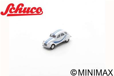 CITROËN 2CV Blanc rayures bleu 1/87