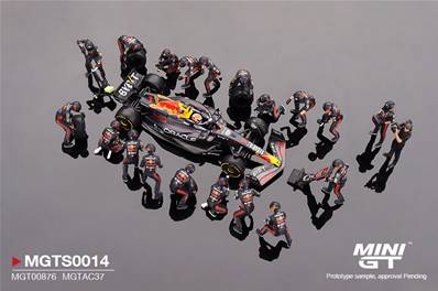 RED BULL RB19 N°1 Oracle Red Bull Racing GP Japon 2023 Max Verstappen + Pit Crew Figurines 1/64