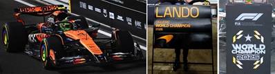 MCLAREN MCL39 N°4 3ème GP Abu Dhabi 2025 Lando Norris Champion du Monde des Pilotes F1 2025 avec pit board 1/64