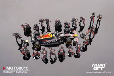 RED BULL RB19 N°11 Oracle Red Bull Racing GP Japon 2023 Sergio Perez + Pit Crew Figurines 1/64