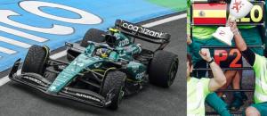 ASTON MARTIN Cognizant AMR23 N°14 Aston Martin Aramco Cognizant F1 Team 2ème GP Pays-Bas 2023 Fernando Alonso avec pit board