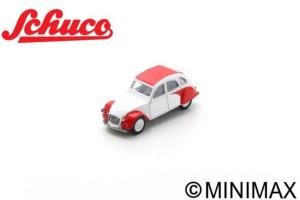 CITROËN 2CV Blanc et Rouge 1/64 Diecast