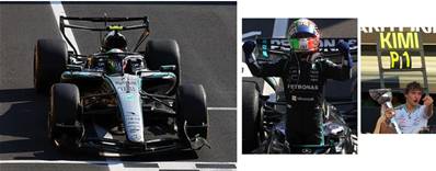 MERCEDES-AMG W17 N°12 Mercedes-AMG Petronas F1 Team Vainqueur GP Italie 2026 Kimi Antonelli avec figurine et pit board