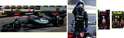 MERCEDES-AMG W17 N°12 Mercedes AMG Petronas F1 Team Vainqueur GP Monaco 2026 Kimi Antonelli - avec figurine, number board et pit board