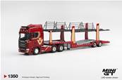 SCANIA 770S A6x4NA Car Transporter V8 50ème anniversaire + Car transporter Red (LHD) 1/64